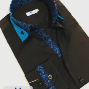 Camisa Negra con detalles de diseño azul 15